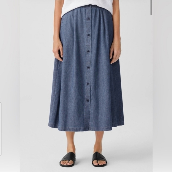 EILEEN FISHER AIRY ORGANIC COTTON TWILL A-LINE SKIRT SZ XL - Picture 2 of 12